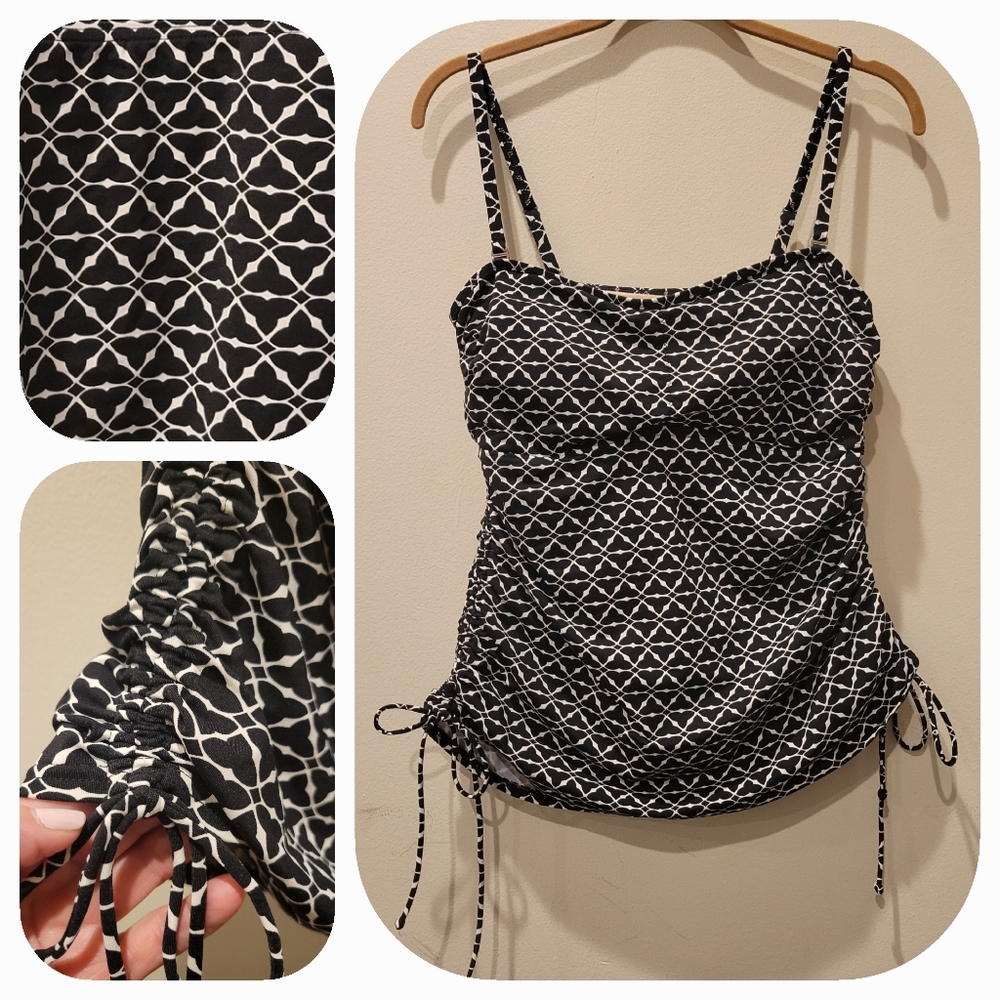 Lands' End Women's Swim Top adjustable removable straps adjustable sides Sz 12P